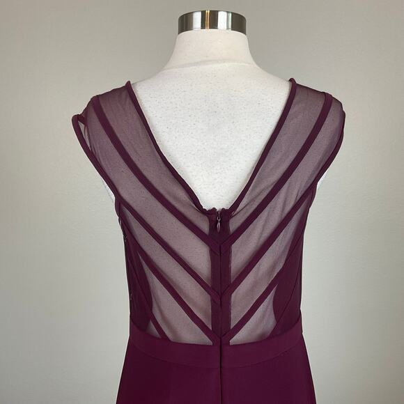 Nightway Women's Formal Dress Size 8 Burgundy Red Sheer Back Evening Gown - Picture 6 of 12